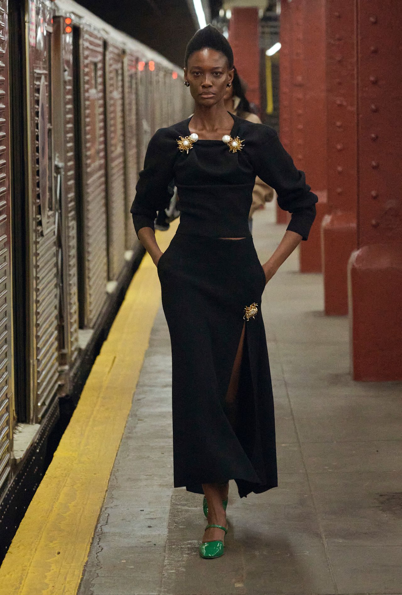 models walk the subway runway for the chanel metiers d'art 2026 show in new york city