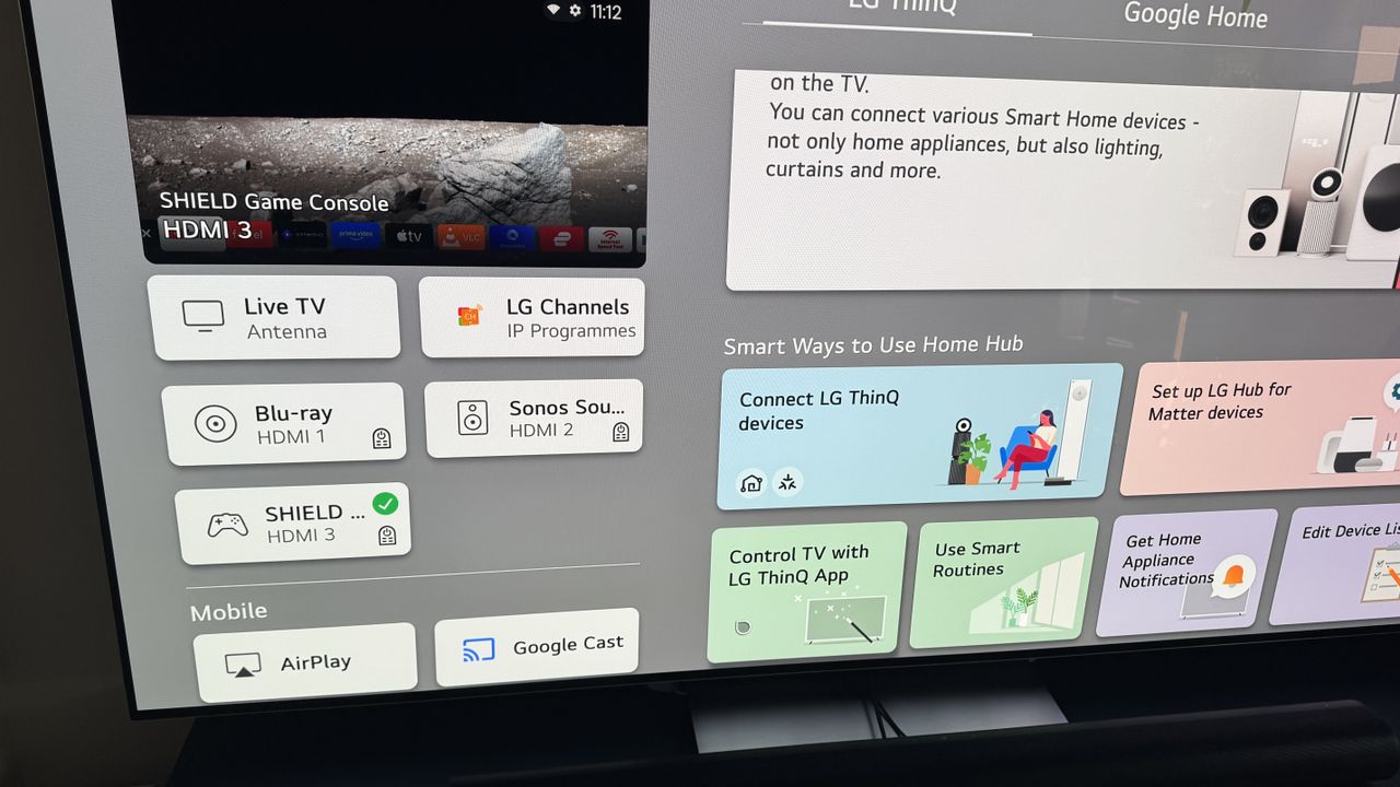 Home Hub screen on LG G5 OLED TV