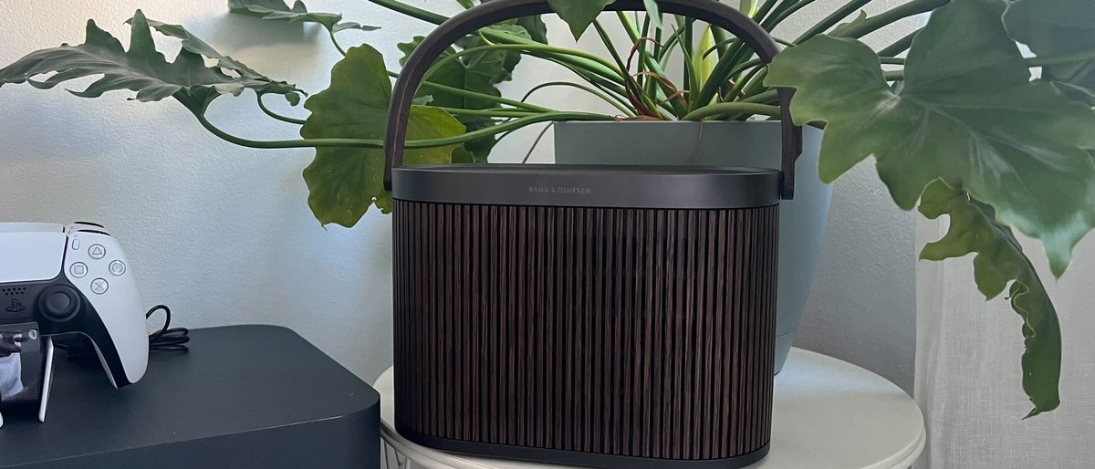 Bang &amp; Olufsen Beosound A5 on side table with plant