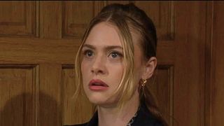 Hayley Erin as Claire looking disturbed in The Young and the Restless