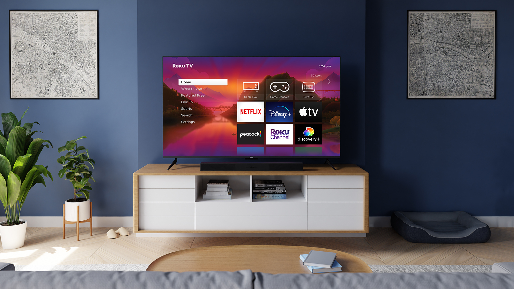 The Roku Select Series TV in a living room.