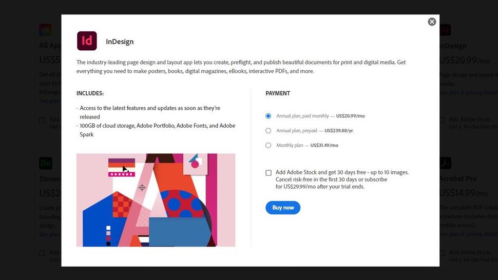 adobe indesign subscription cost