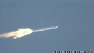 This video still shows a closeup of the United Launch Alliance Atlas 5 rocket streaking toward space with the classified NROL-33 satellite aboard on May 22, 2014 after launching from Florida's Cape Canaveral Air Force Station.