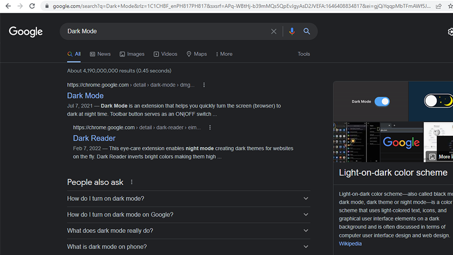 How to enable dark mode in Google Search