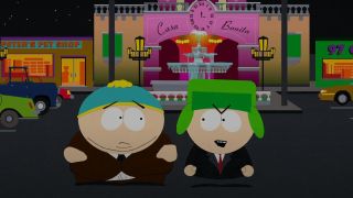Cartman and Kyle in front of Casa Bonita on South Park