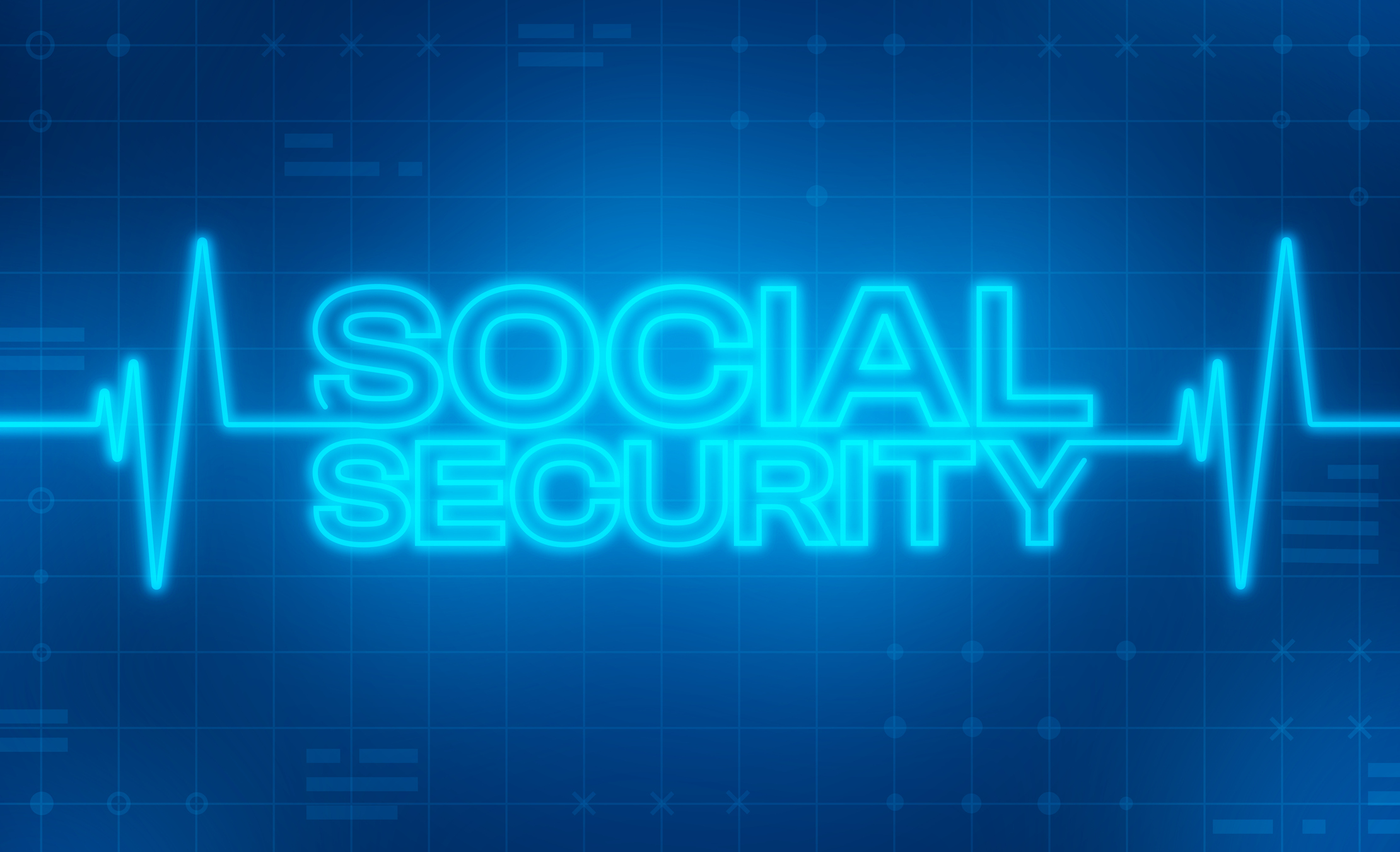 Social security life support blue health heart pulse love medical care cardiography pulse trace abstract background.