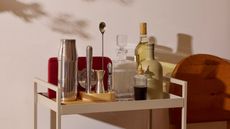 Home bar with stainless steel tools