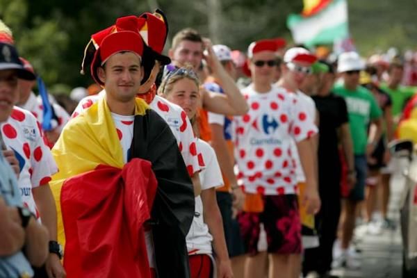 The crowd on the Alpe d'Huez were decked out in all sorts of costumes.
