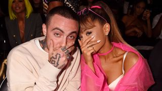 Rapper Mac Miller and singer Ariana Grande pose backstage during the 2016 MTV Video Music Awards at Madison Square Garden on August 28, 2016 in New York City.