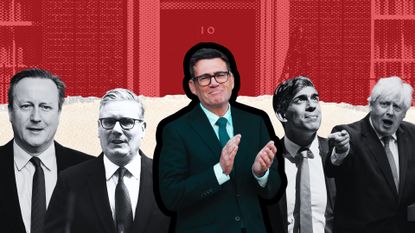 Collage of prime ministers Andy Burnham, Keir Starmer, David Cameron, Rishi Sunak, and Boris Johnson