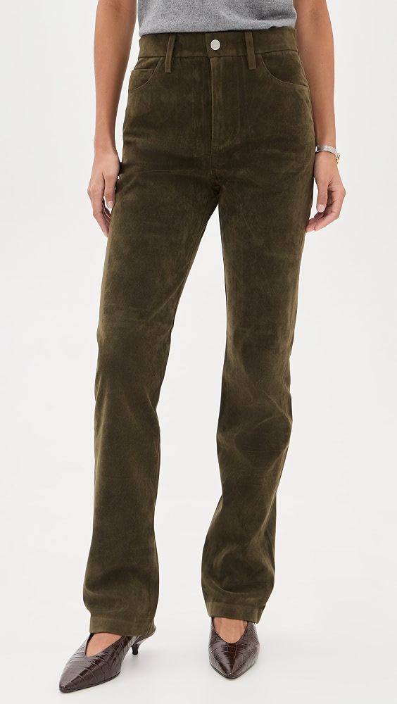 The Vegan Suede Margot Slim Pants - Olive