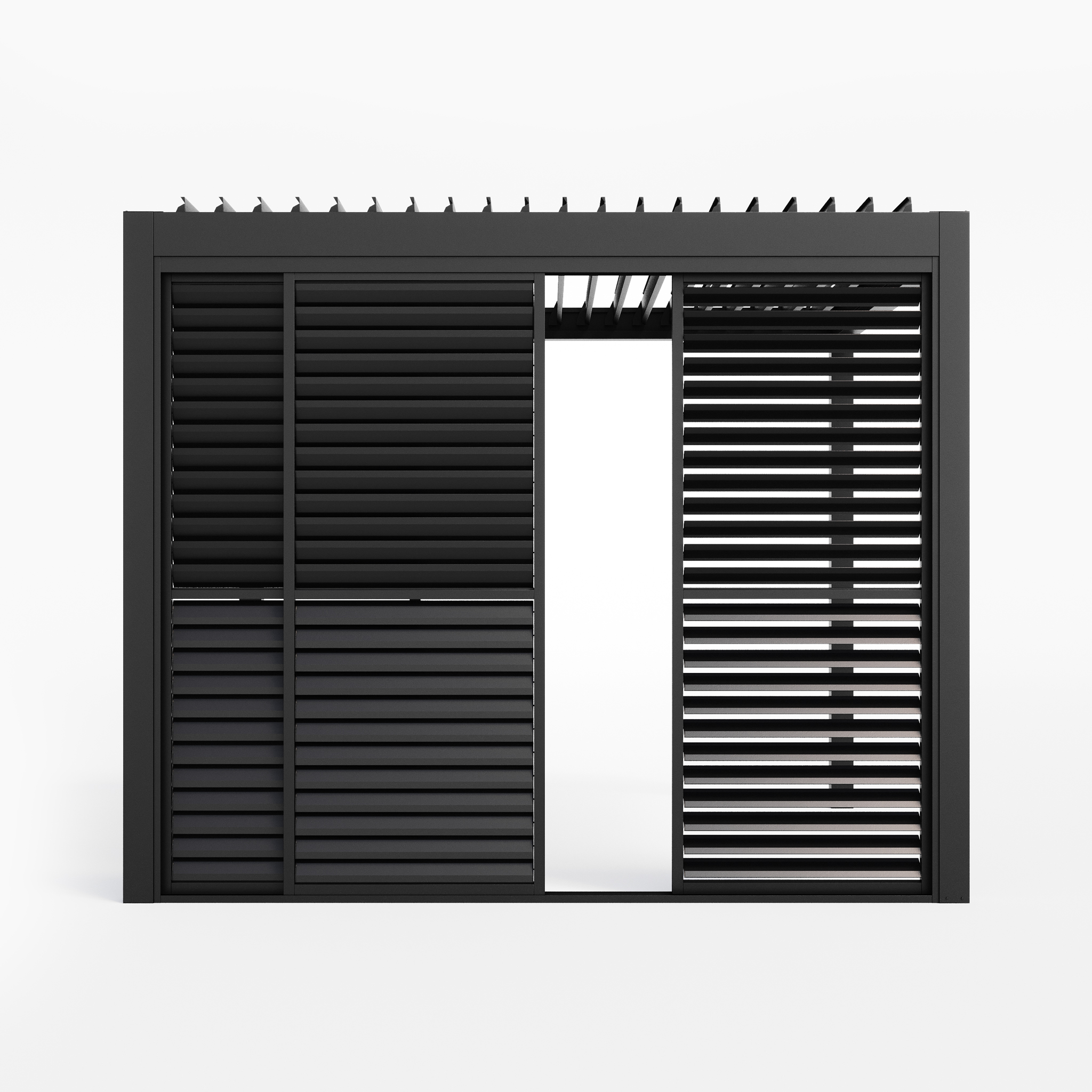 Pergola black aluminium sliding doors