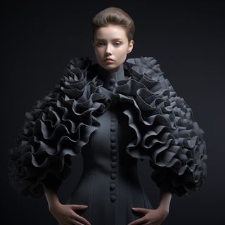 Only Natural design competition inspiration, AI image of woman in ruffled sleeves