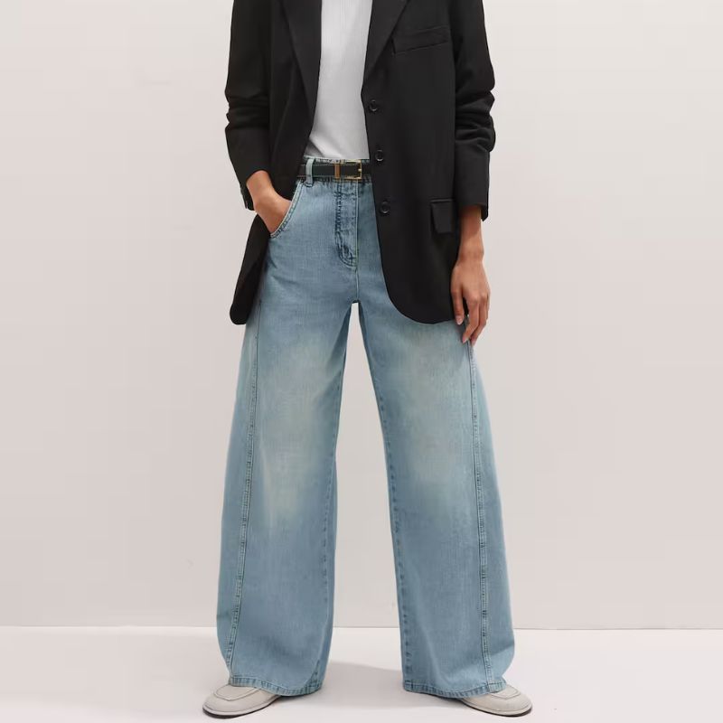 Relaxed Engineered-Leg Jean on model 