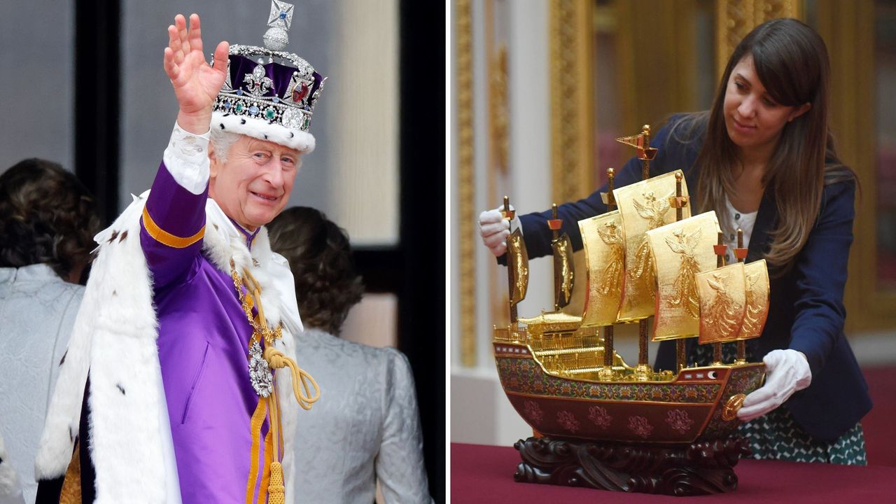 L-King Charles, R-The Vessel of Friendship, a royal gift, going on display