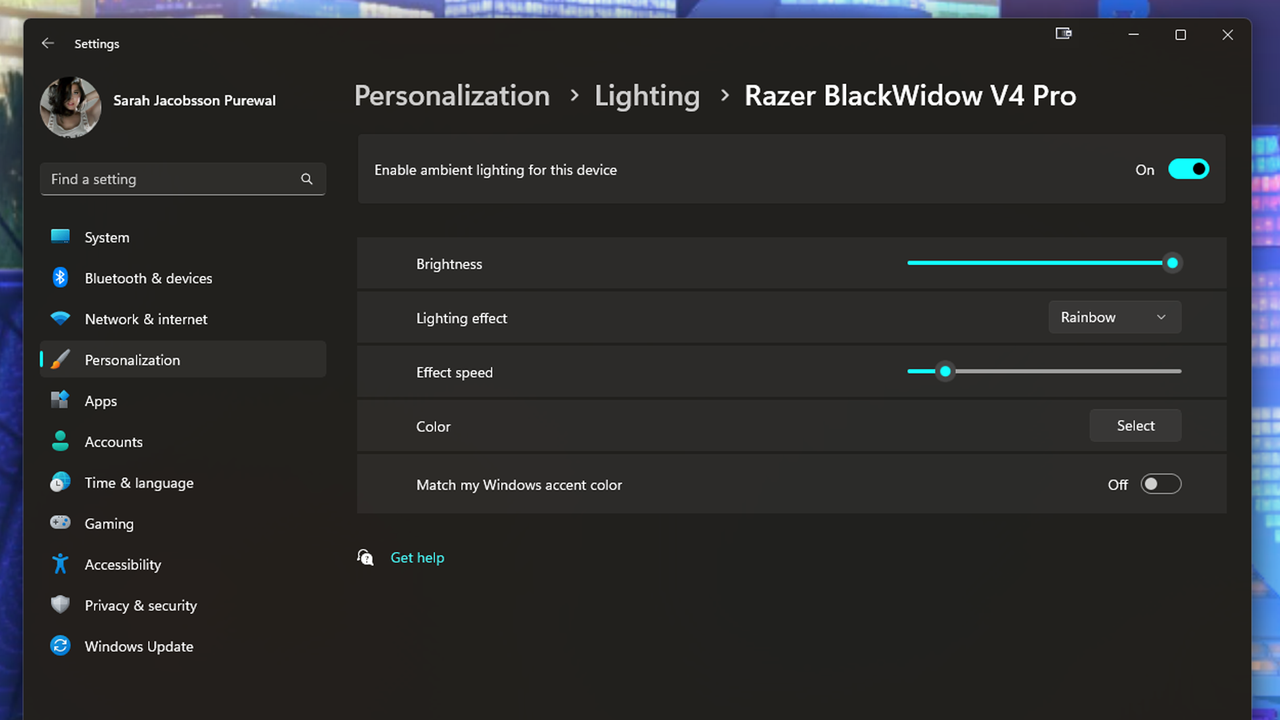 windows 11 rgb controls