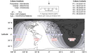 A visibility map for the total lunar eclipse of May 16, 2022.
