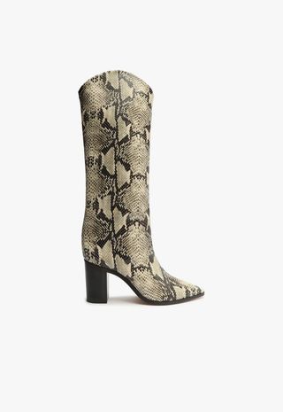 Snake Embossed Leather Boots