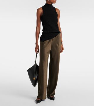 Fluid Satin Straight Pants