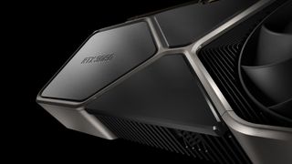 Nvidia RTX 3080 mot en svart bakgrund