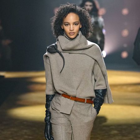 Model walks the Hugo Boss autumn/winter 2026 runway.