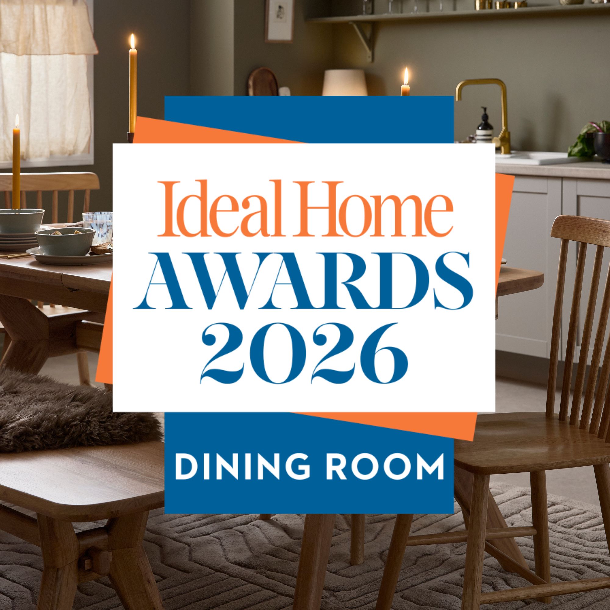 Ideal Home Awards 2026 over neutral dining room scheme