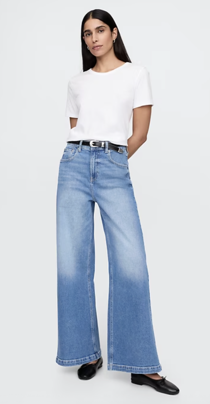 Gap, Extra High Rise Stride Wide-Leg Jeans