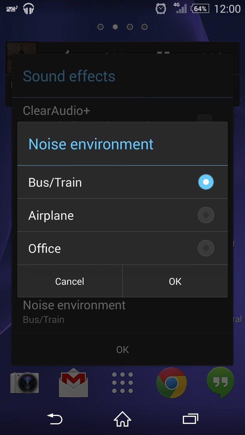 Sony Xperia Z2 noise settings