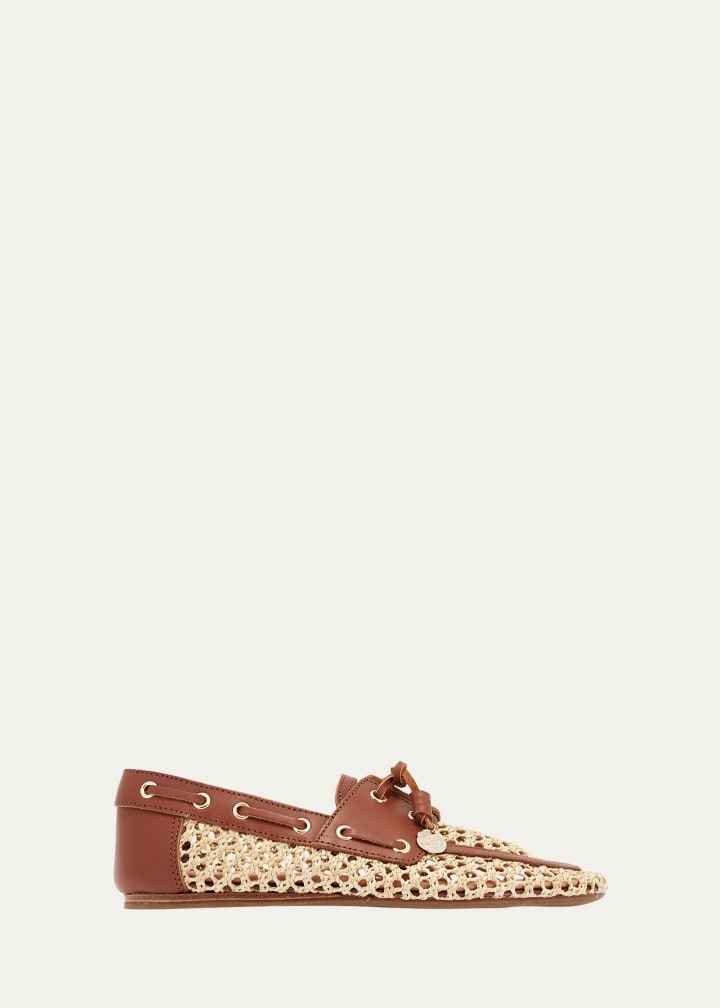 Pliaria Raffia and Leather Boat Shoes