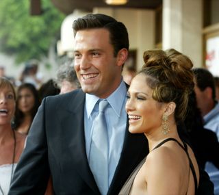 Actress Jennifer Lopez and actor Ben Affleck attend the premiere of Revolution Studios' and Columbia Pictures' film "Gigli" at the Mann National Theatre July 27, 2003 in Westwood, California.