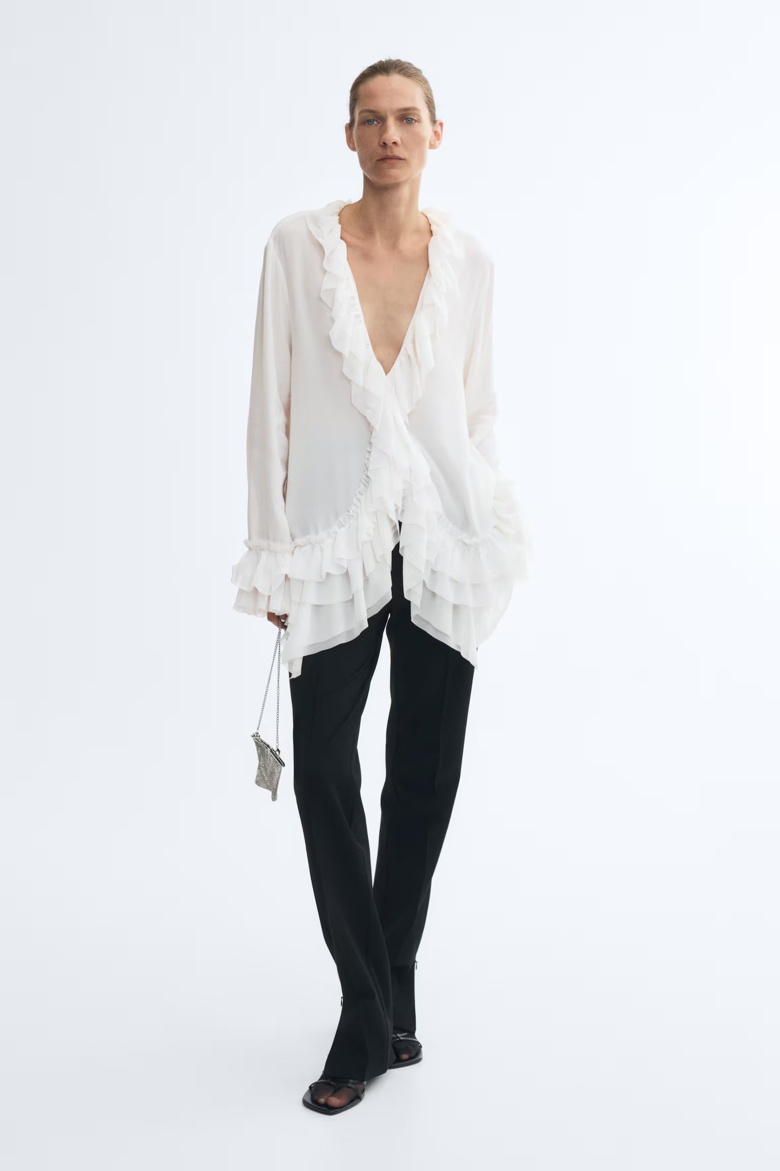 H&amp;amp;M, Frill-Trimmed Blouse