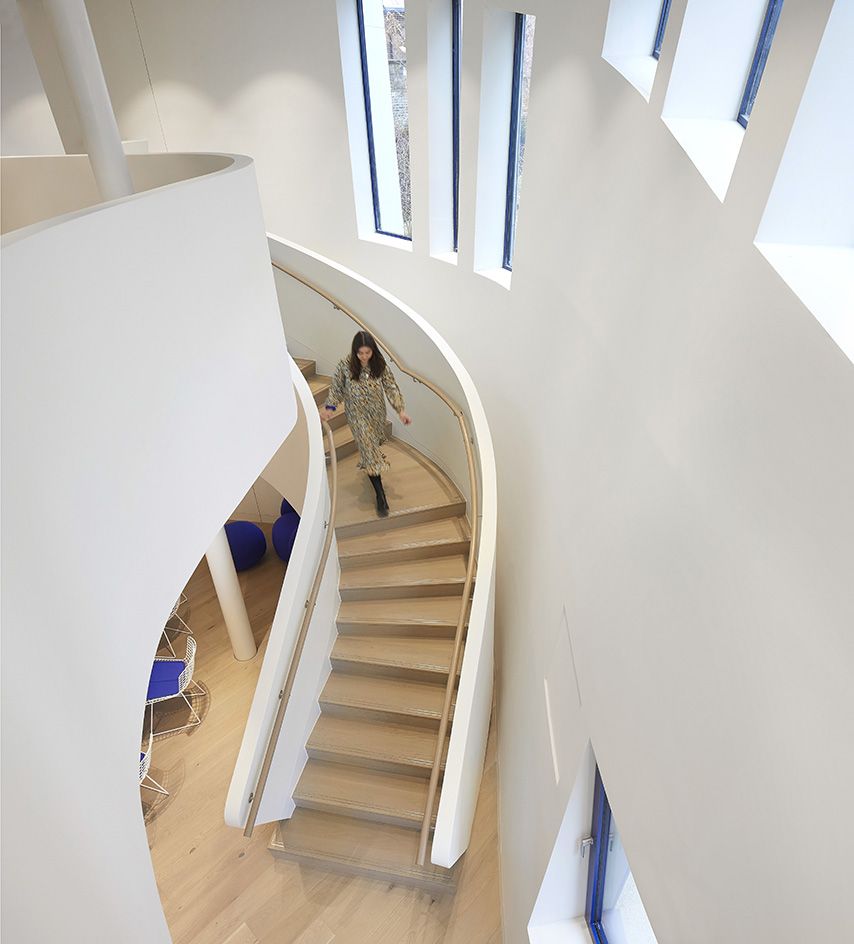 curved staircase seen from above in Maggie's Royal Free
