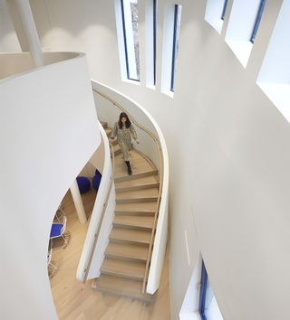 curved staircase seen from above in Maggie's Royal Free