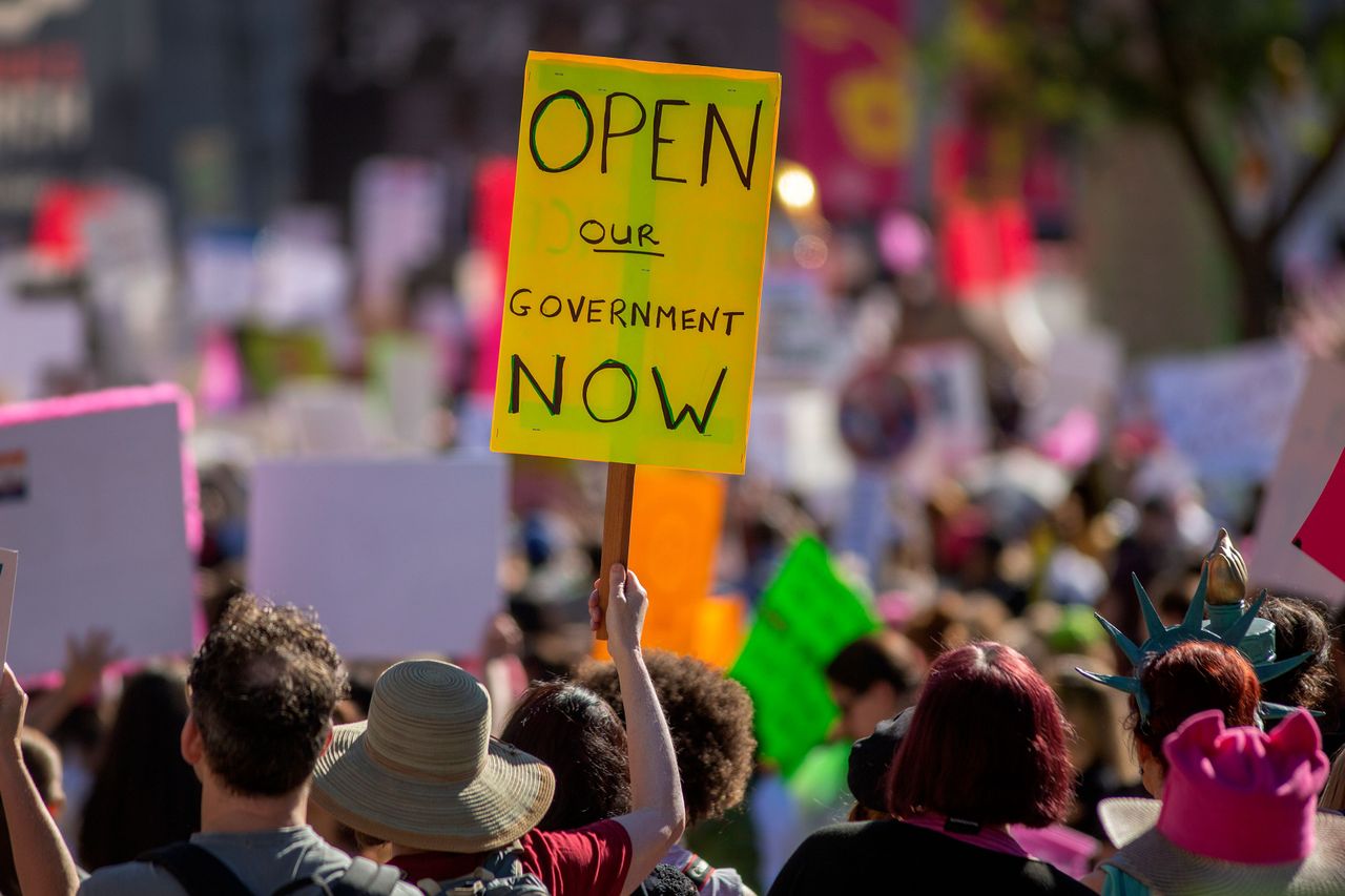 A sign protesting the government shutdown