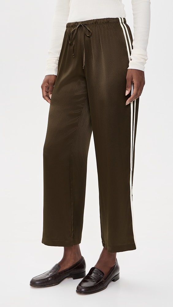 The Silk Stripe Crop Pants - Espresso