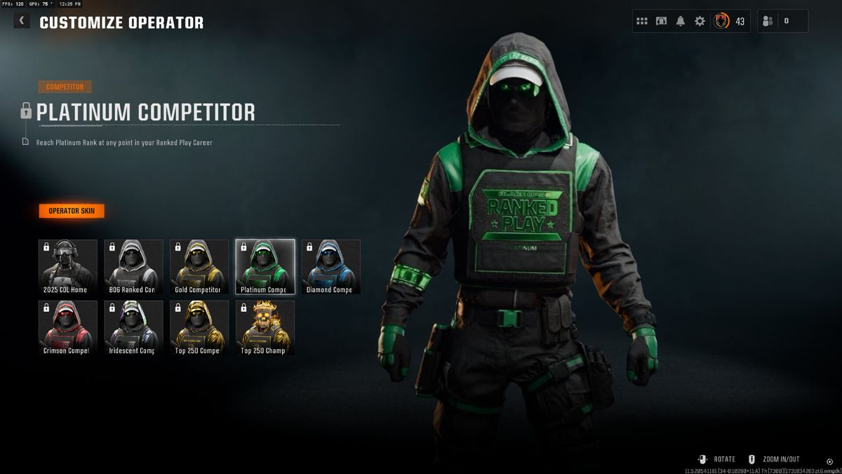 The operator rewards available in ranked play in Call of Duty: Black Ops 6