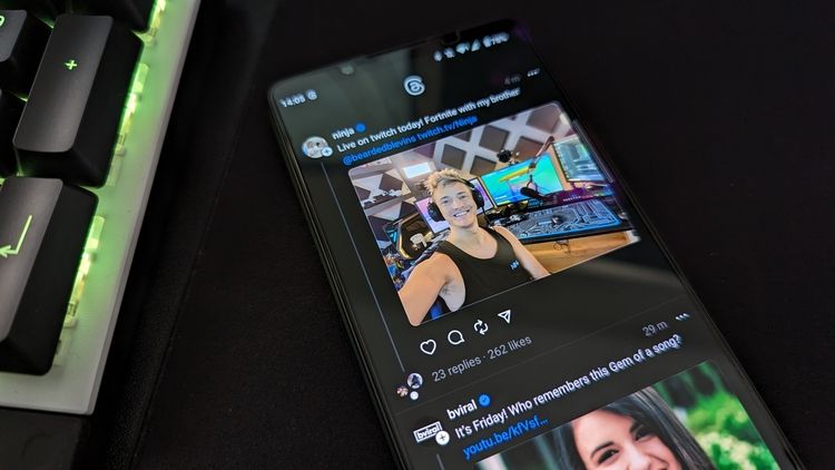 Threads on an android phone showing Ninja talking about his fortnite stream
