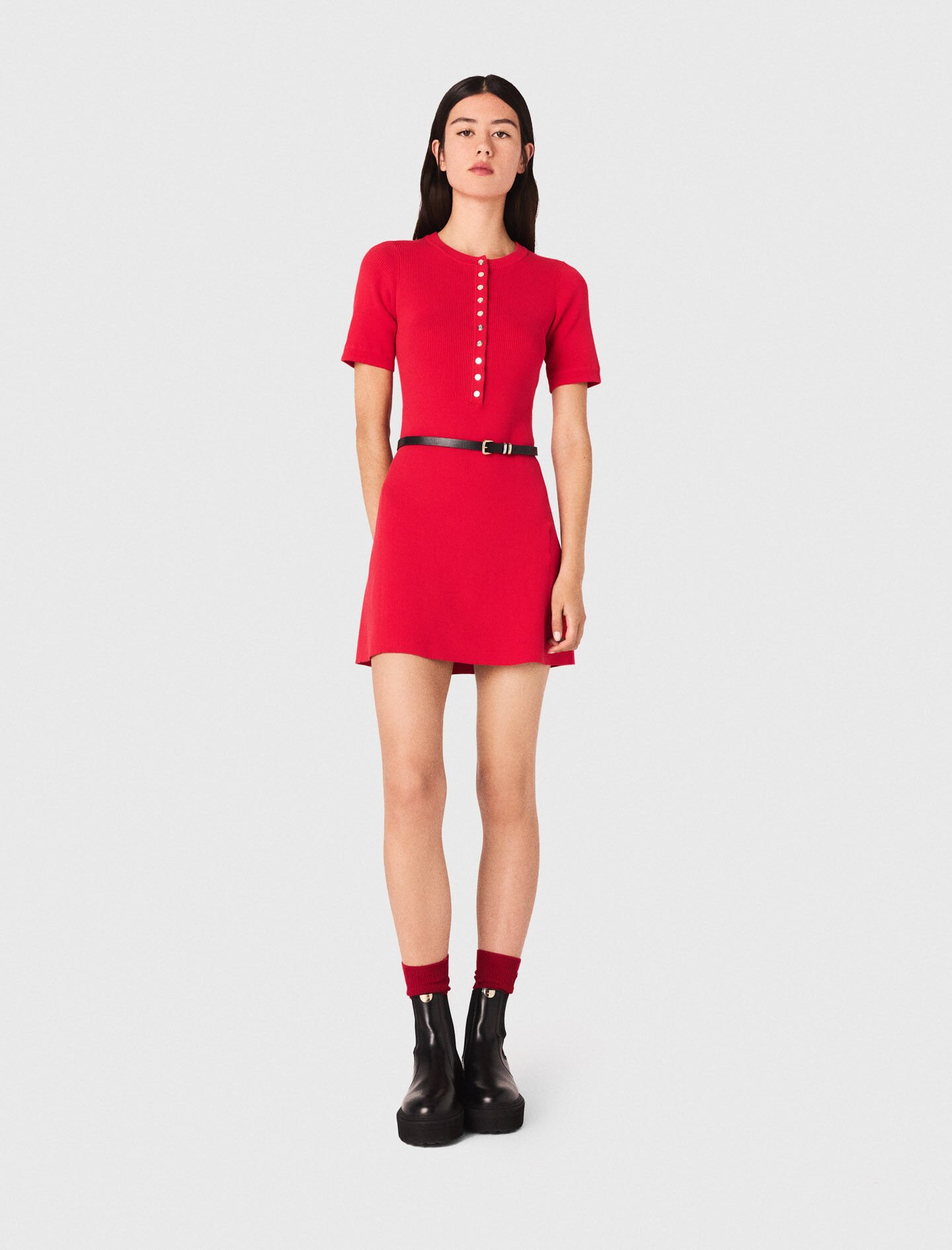 Mini Ribbed Knit Dress