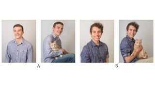 "Male 1" and "Male 2" were evaluated in photos with and without cats.