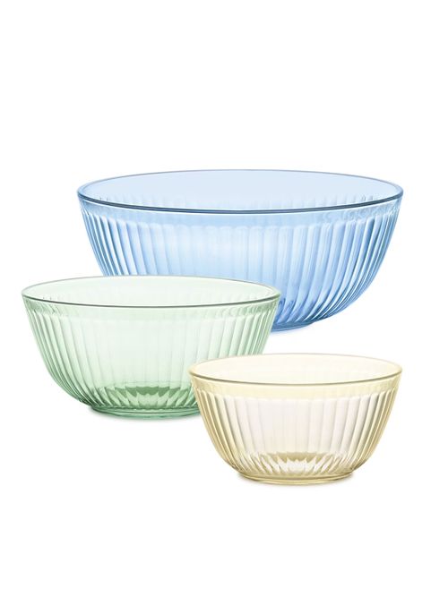 Pyrex Sculpted Tinted 3-Piece Glass Mixing Bowl Set