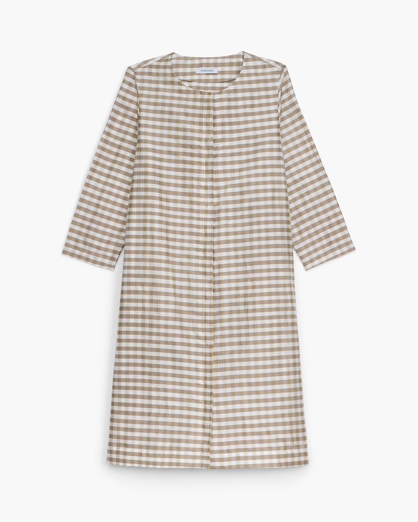 Silk Gingham Jewelneck Jacket