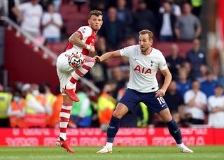 Harry Kane, right, is still searching for a first Premier League goal of the season following a summer of speculation about his Tottenham future