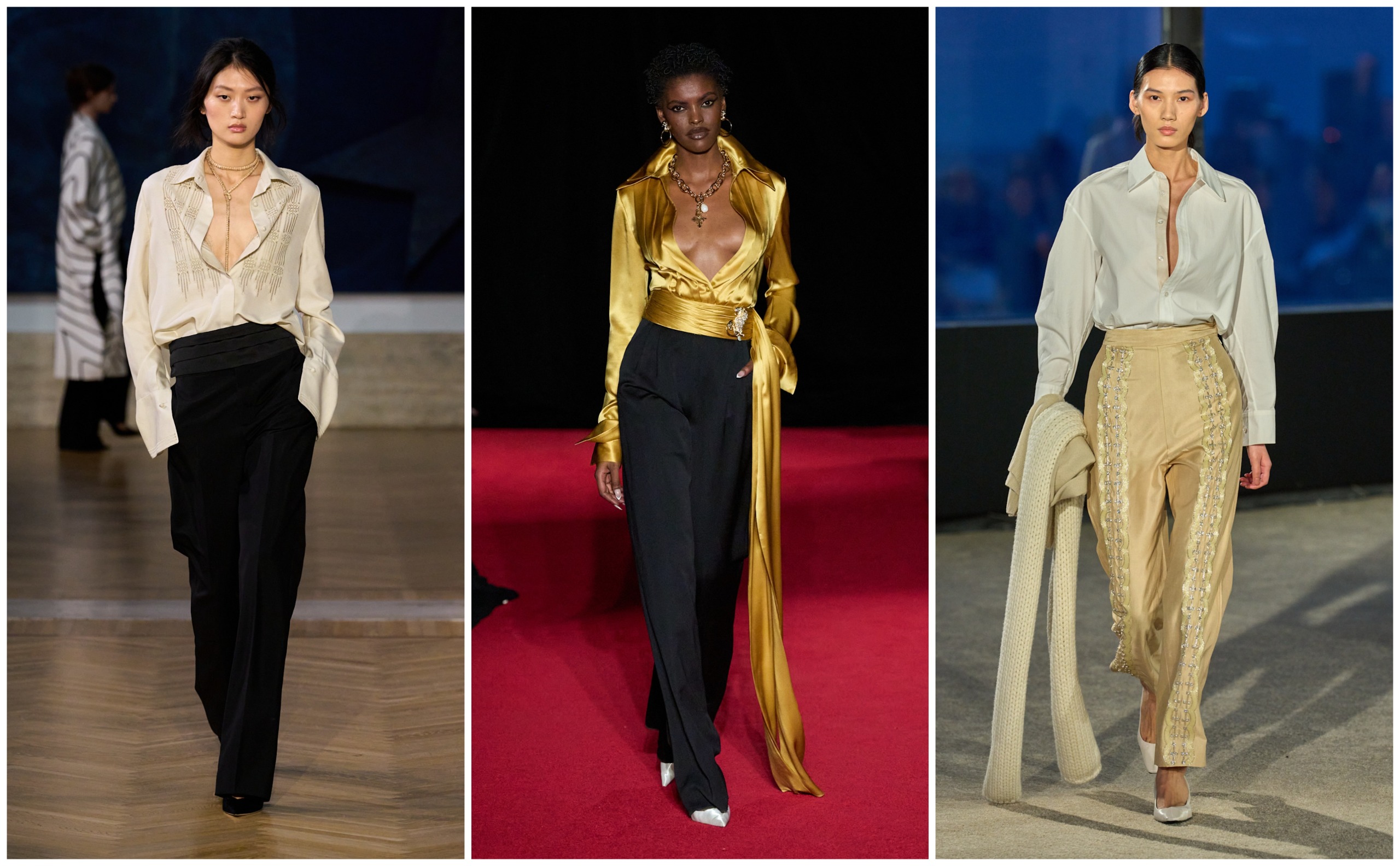 v-neck tops on the fall 2026 runways of Fendi, LaQuan Smith, Kallmeyer.