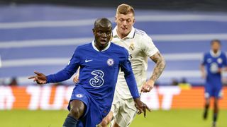 NGolo Kante of Chelsea FC in action during the UEFA Champions League quarterfinal first leg match between Real Madrid and Chelsea FC 