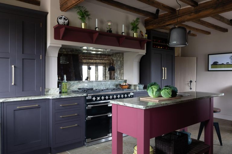 Explore this Yorkshire farmhouse kitchen with its colorful cabinetry ...