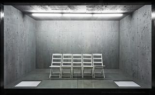 Resin replica of five front-row seats by Helmut Lang