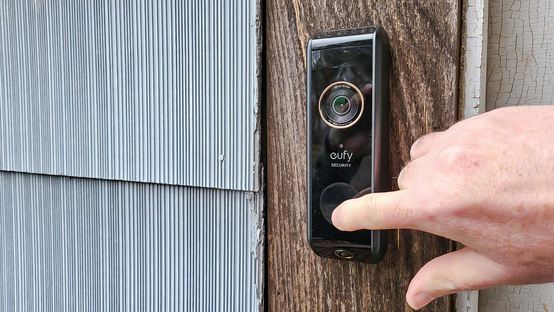 Eufy Video Doorbell Dual on door frame