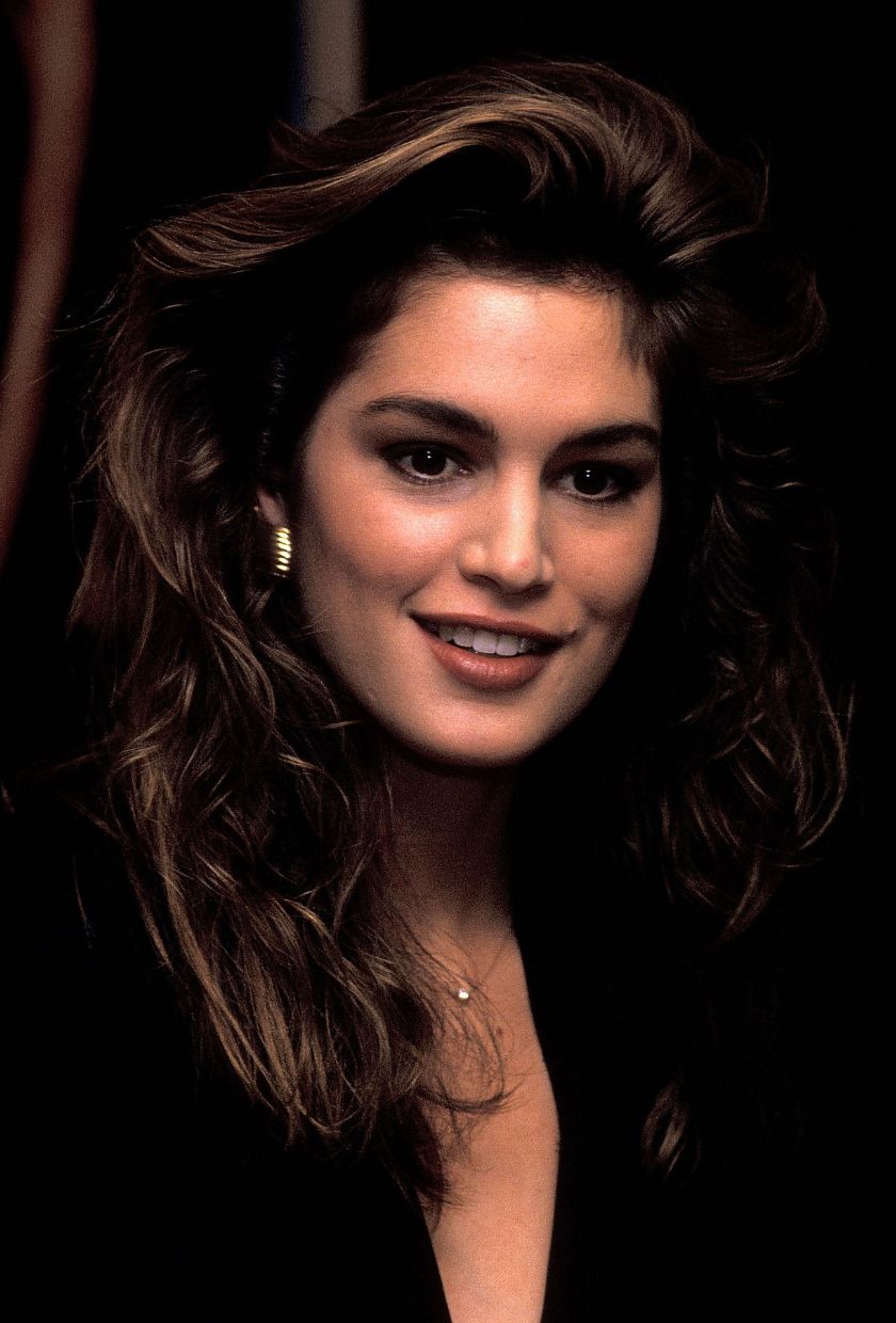 Model Cindy Crawford promotes Halston's new fragrance on February 26, 1990 at Bloomingdale's in New York City. (Photo by Ron Galella, Ltd./Ron Galella Collection via Getty Images)