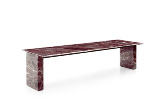 Milan Design Week B&B Italia Assiale rectangular dining table in red and white marble