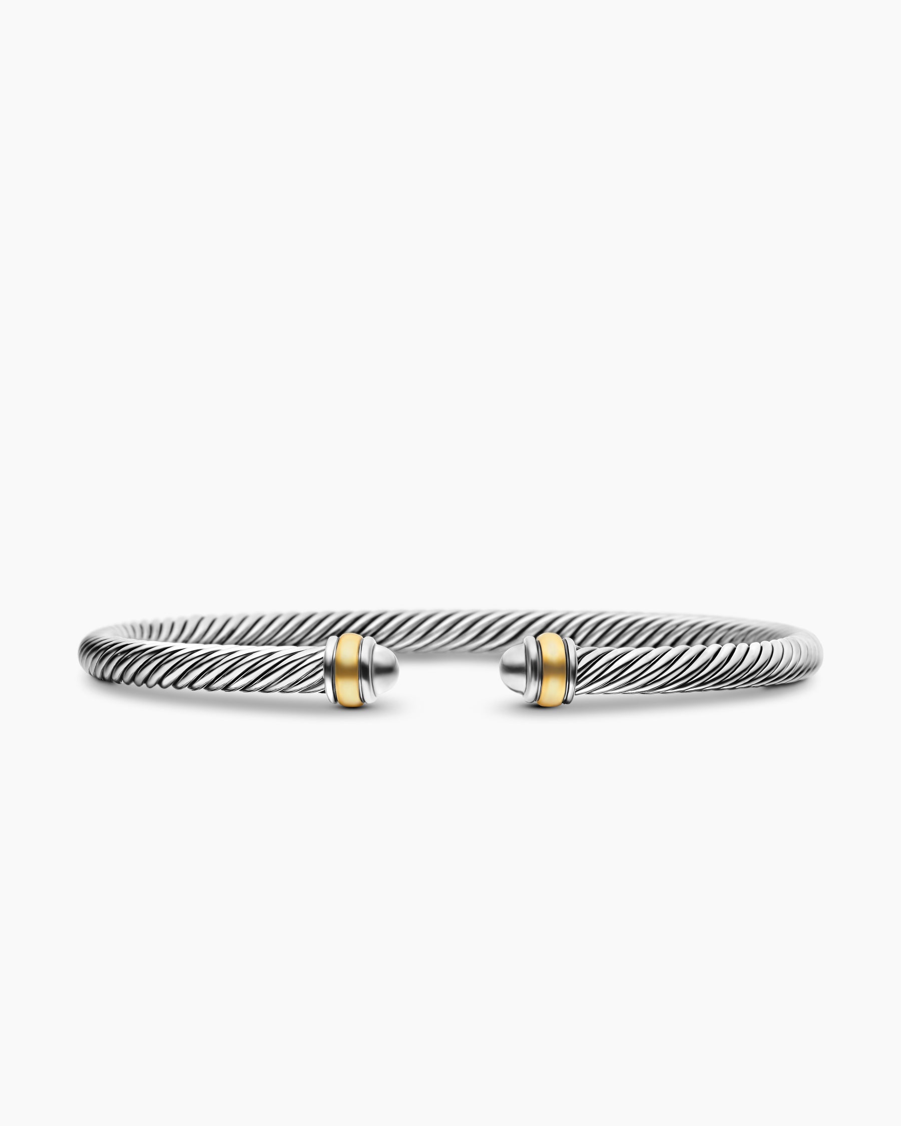 Classic Cable Bracelet in Sterling Silver With 18k Yellow Gold, 4mm